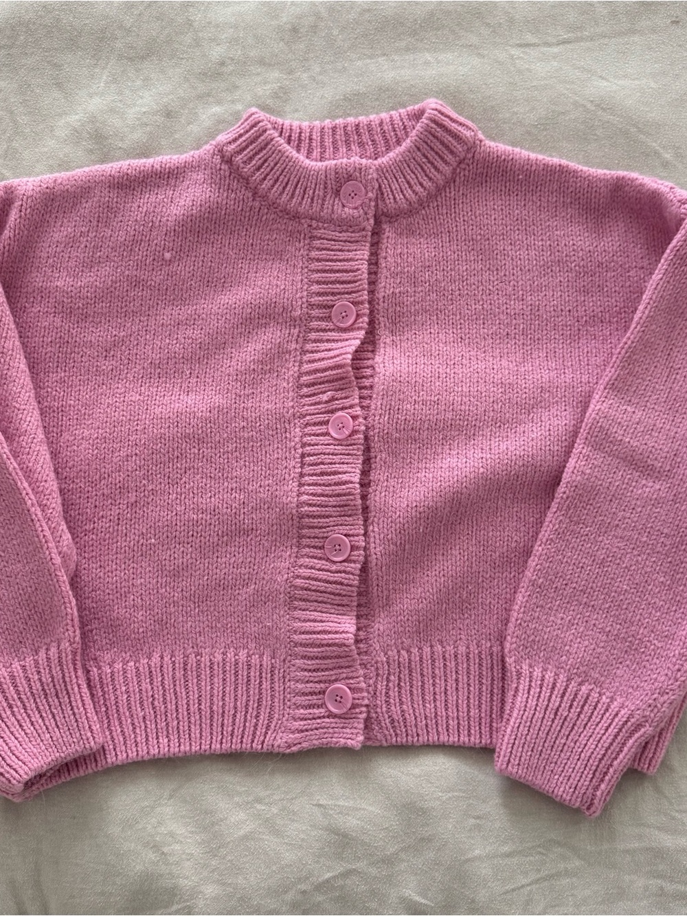 ASOS Women's Pink Button-Up Knit Cardigan Sweater
